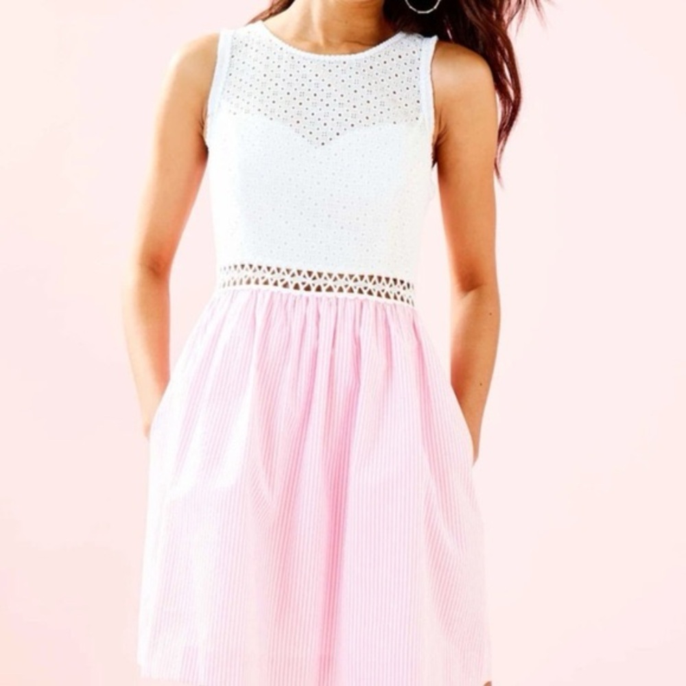 Lilly Pulitzer Alivia Havana pink and white Dress